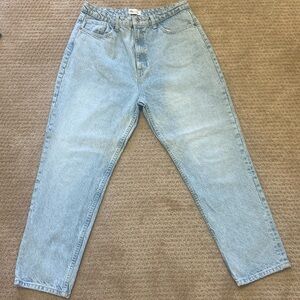 High-Waisted Light Blue Jeans: Size 14